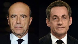 (COMBO) A combination of photographs created in Paris on September 21, 2016 shows candidates for the right-wing Les Republicains (LR) party primaries ahead of the 2017 presidential election, mayor of Bordeaux Alain Juppe (L) pictured on January 20, 2012 in Paris and former French President Nicolas Sarkozy pictured on November 30, 2014 in Boulogne-Billancourt. The stakes are high with polls showing that the winner of a duel between the two leading Republicans party candidates, Sarkozy and ex-PM Alain Juppe, would be clear favourite to win the election next May. / AFP PHOTO / Martin BUREAU