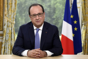 French President Francois Hollande answers questions during the annual television interview on Bastille Day at the Elysee Palace in Paris on July 14, 2015. AFP PHOTO / POOL/ ALAIN JOCARD